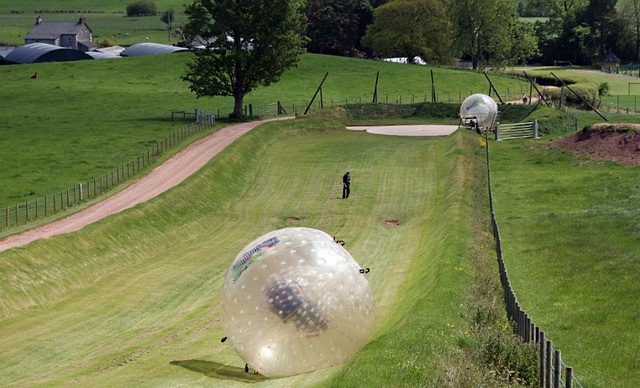  Ramp along which the zorb slides 